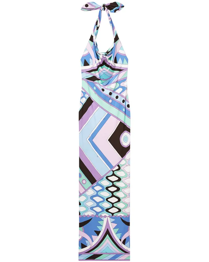 Emilio Pucci Vivara Satin-Maxikleid mit Neckholder - Blau Blau
