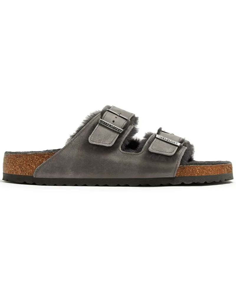 Birkenstock Arizona Sandalen mit Shearling-Besatz Grau