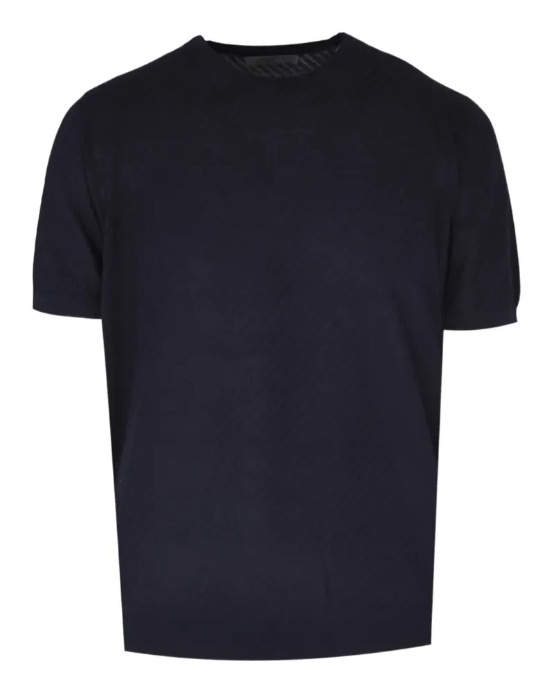 Corneliani T-Shirt aus geripptem Strick - Blau Blau