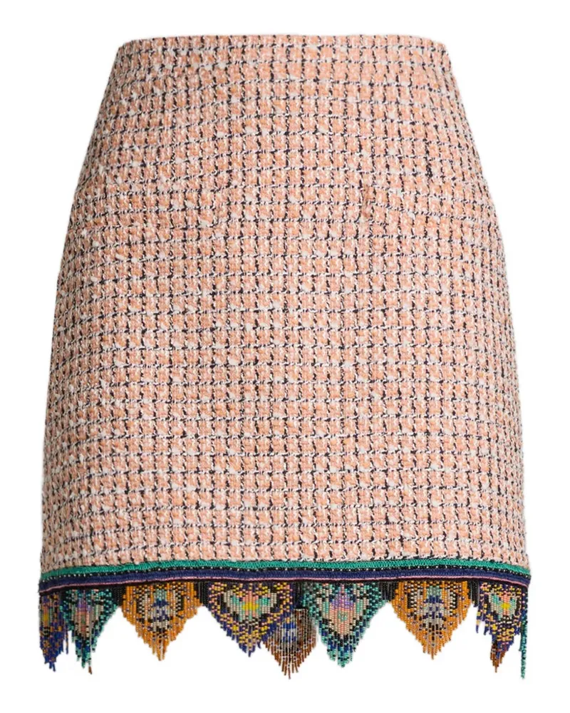 Etro fringed tweed mini skirt - Nude Nude