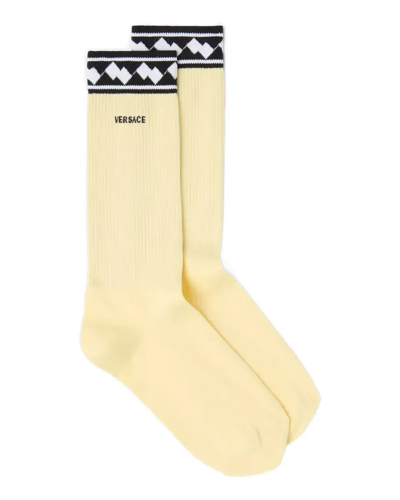 Versace logo-motif ribbed socks - Gelb Gelb