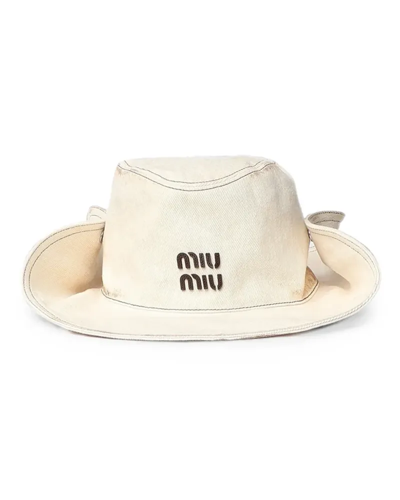 Miu Miu Mütze mit Logo-Detail - Nude Nude