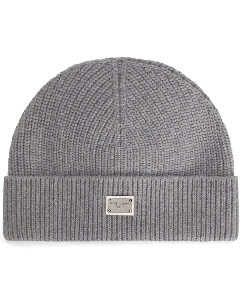 Dolce & Gabbana Gerippte Beanie - Grau Grau