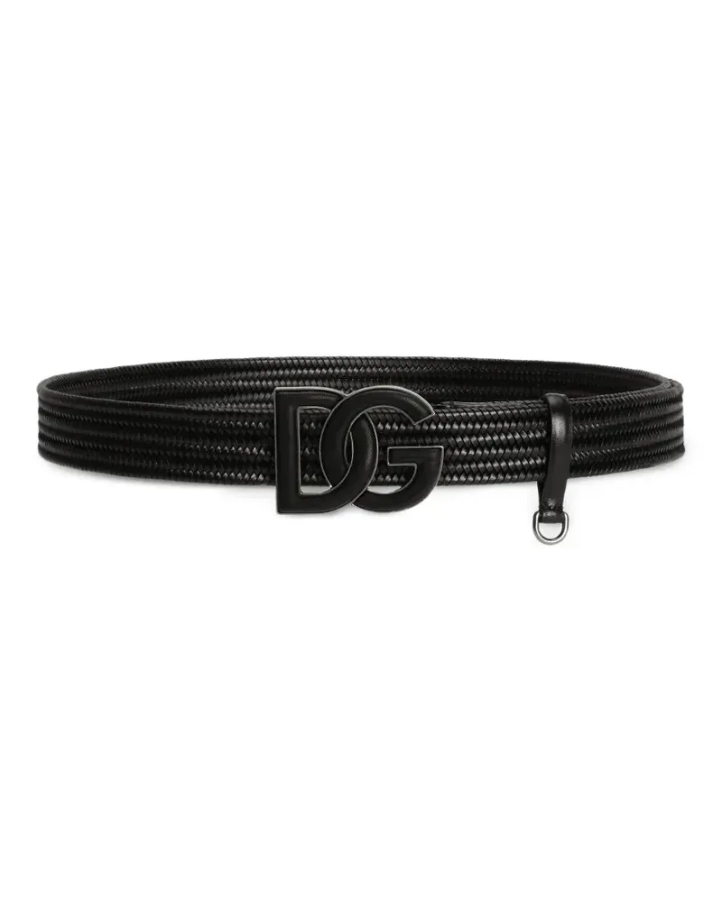 Dolce & Gabbana DG-plaque woven belt - Schwarz Schwarz
