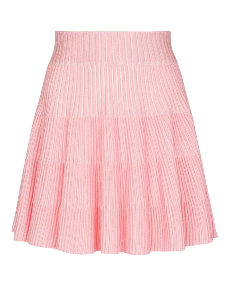 Balmain Midirock aus geripptem Strick - Rosa Rosa