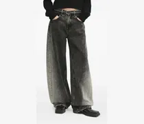 Weite Jeans mit Acid-Wash-Effekt - Schwarz