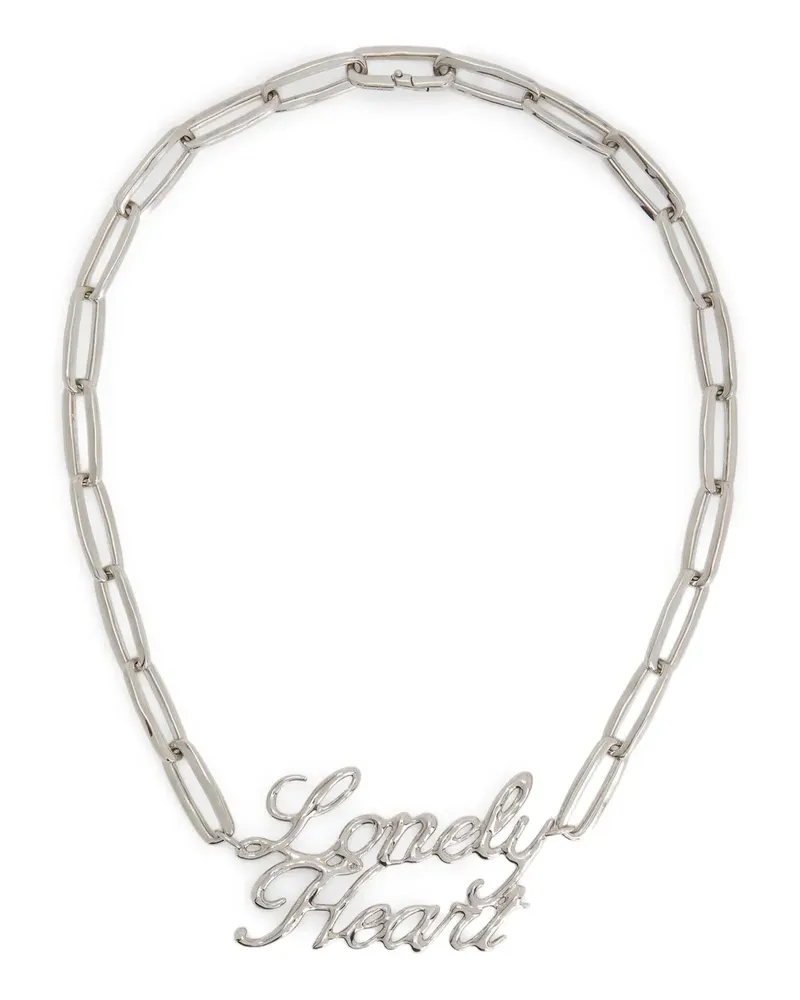 Jil Sander Halskette mit Slogan-Schild - Silber Silber