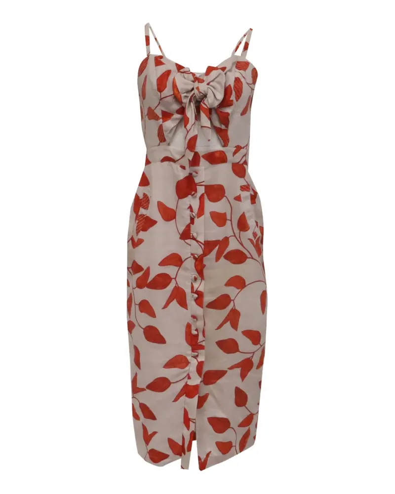 Johanna Ortiz leaf-printed midi dress - Nude Nude