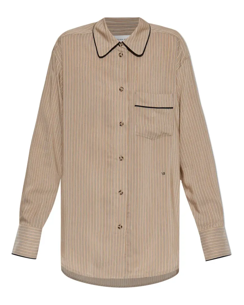 Victoria Beckham Gestreiftes Pyjama-Oberteil - Nude Nude