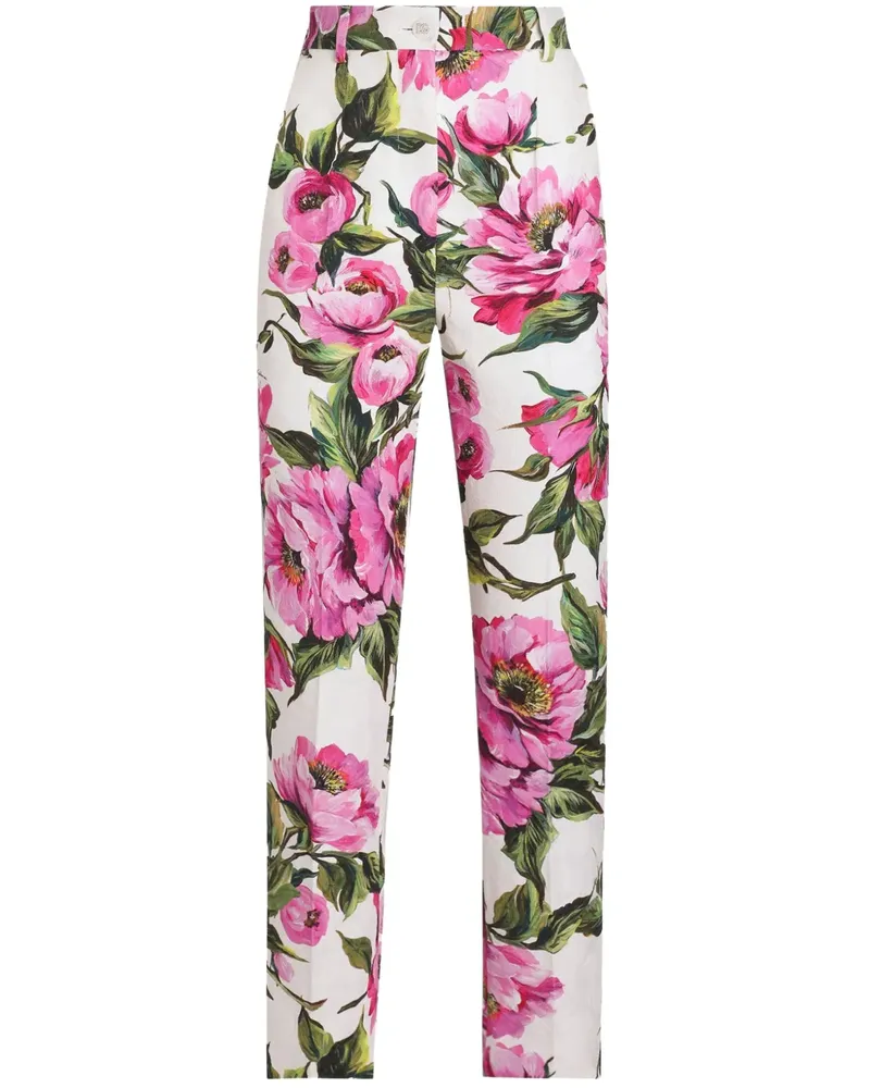 Dolce & Gabbana Hose mit Blumen-Print - Weiß Weiß