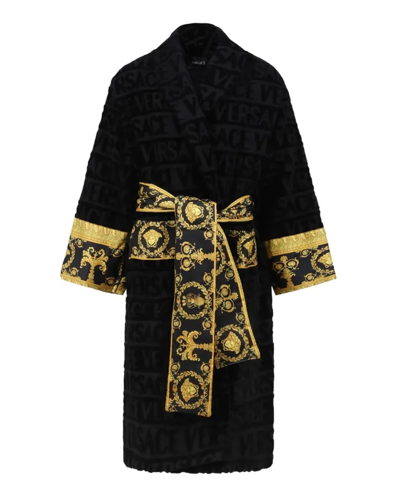 Versace Bademantel mit Barocco-Print - Schwarz Schwarz