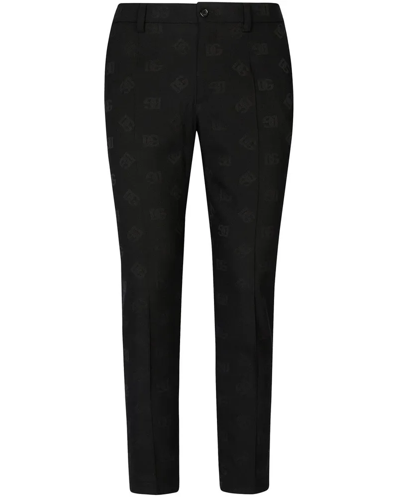 Dolce & Gabbana DG Monogram Hose aus Jacquard - Schwarz Schwarz