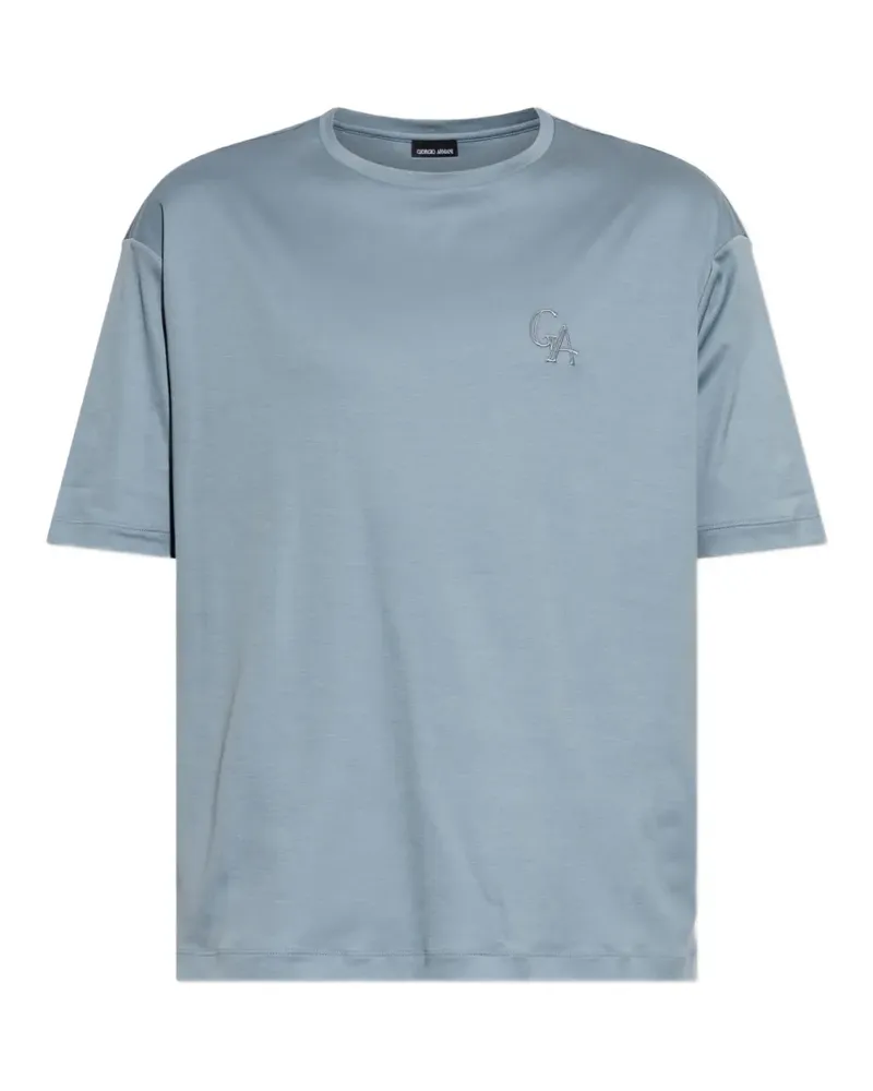 Giorgio Armani T-Shirt mit Logo-Stickerei - Blau Blau