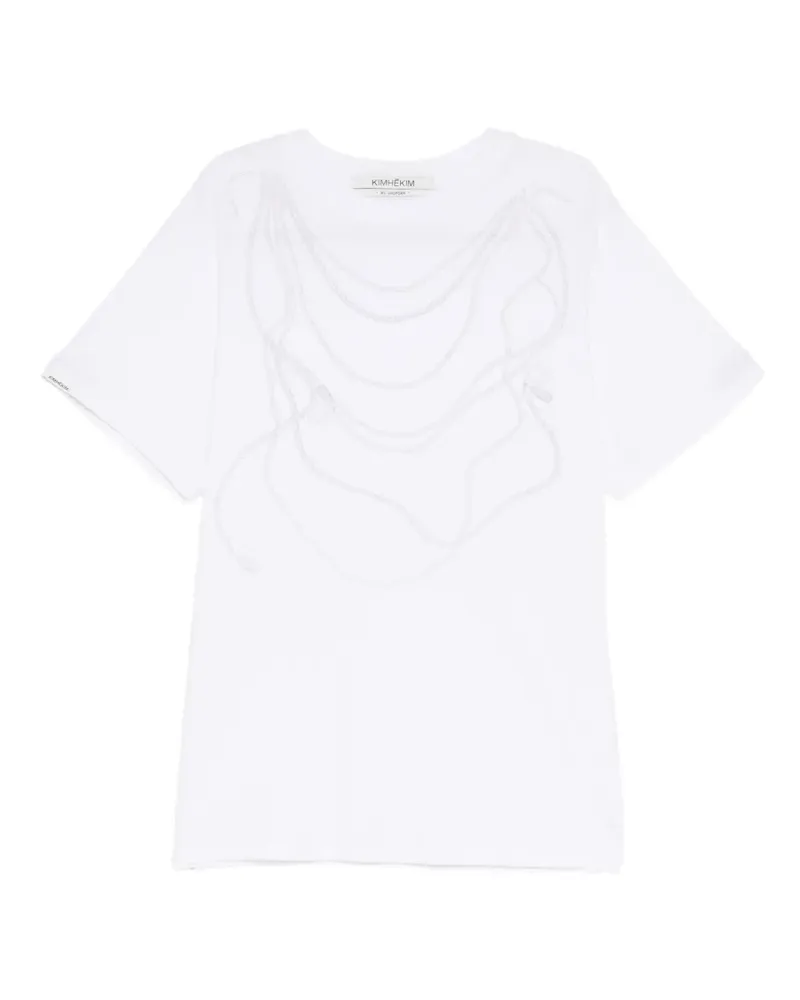KIMHEKIM T-Shirt mit Perlenketten-Print - Weiß Weiß