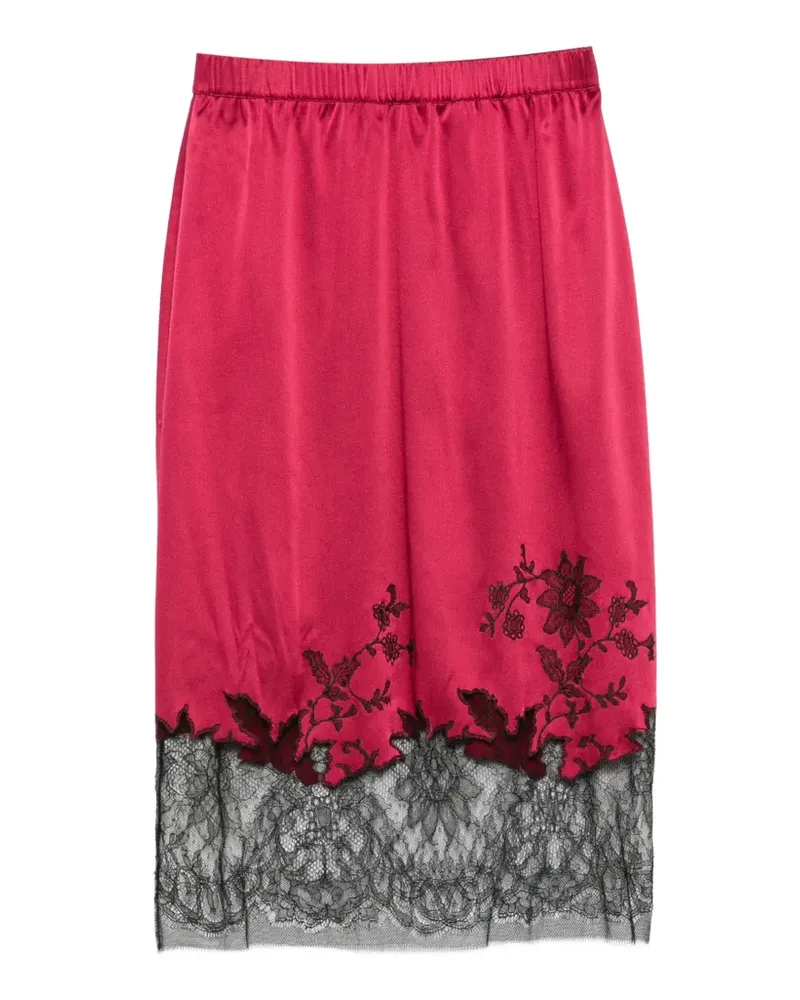 Carine Gilson Calais Caudry Midirock mit Spitzenbesatz - Rot Rot