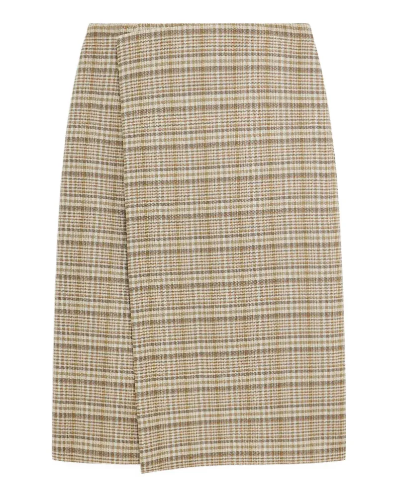 AURALEE check-pattern midi skirt - Nude Nude