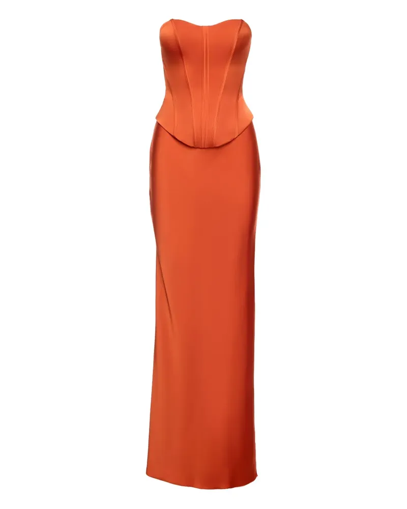 V:PM ATELIER Sophia Maxikleid mit Corsage - Orange Orange