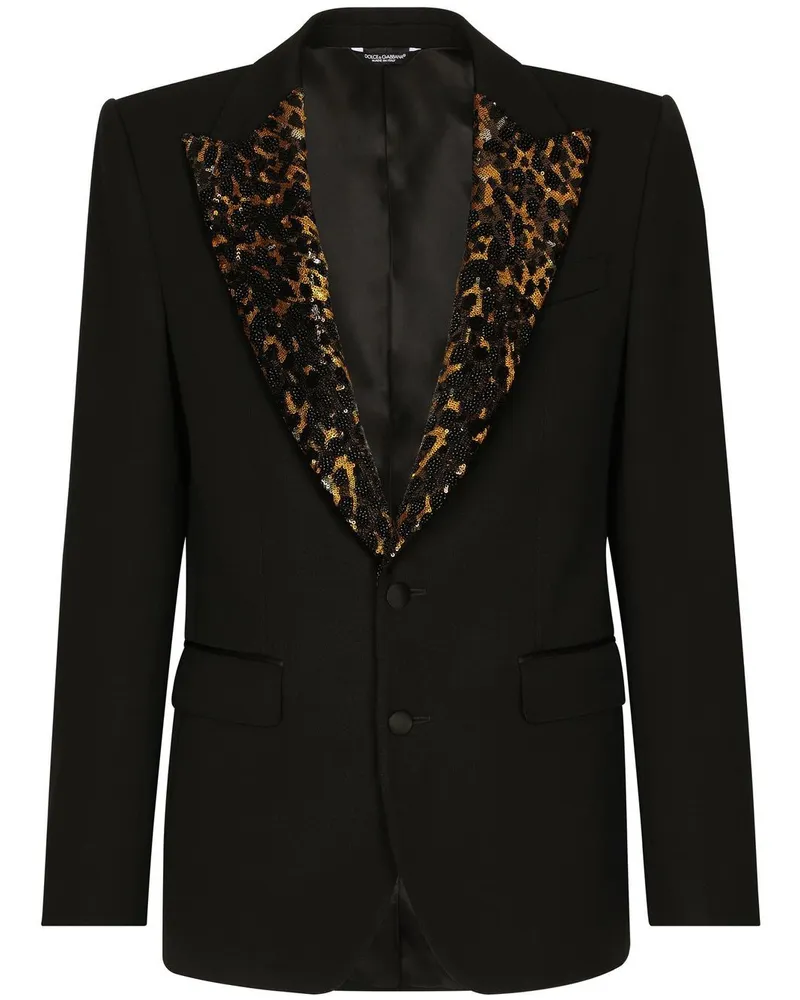 Dolce & Gabbana Sicilia-Fit-Sakko mit Leoparden-Print - Schwarz Schwarz