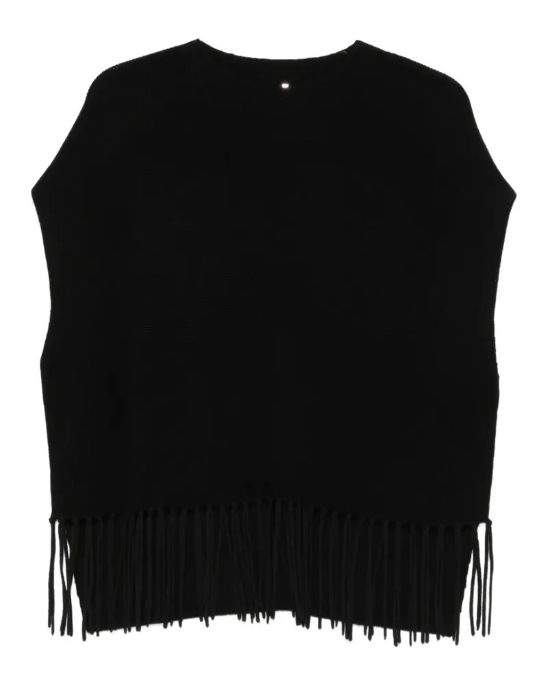 Patrizia Pepe fringe-trimmed poncho - Schwarz Schwarz