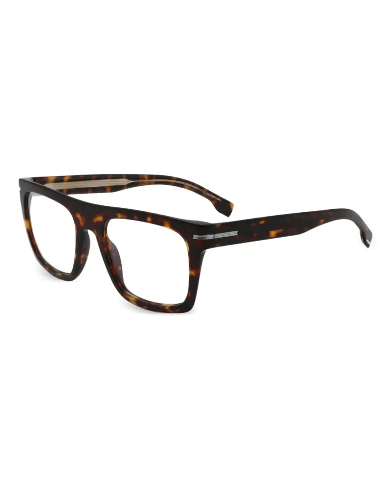 HUGO BOSS Eckige Brille in Schildpattoptik - Braun Braun