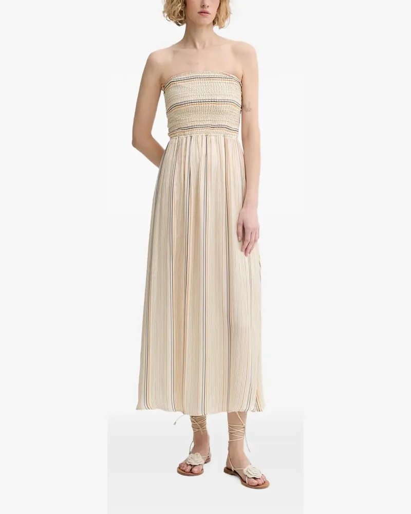Sessùn Gestreiftes Midikleid mit Raffungen - Nude Nude