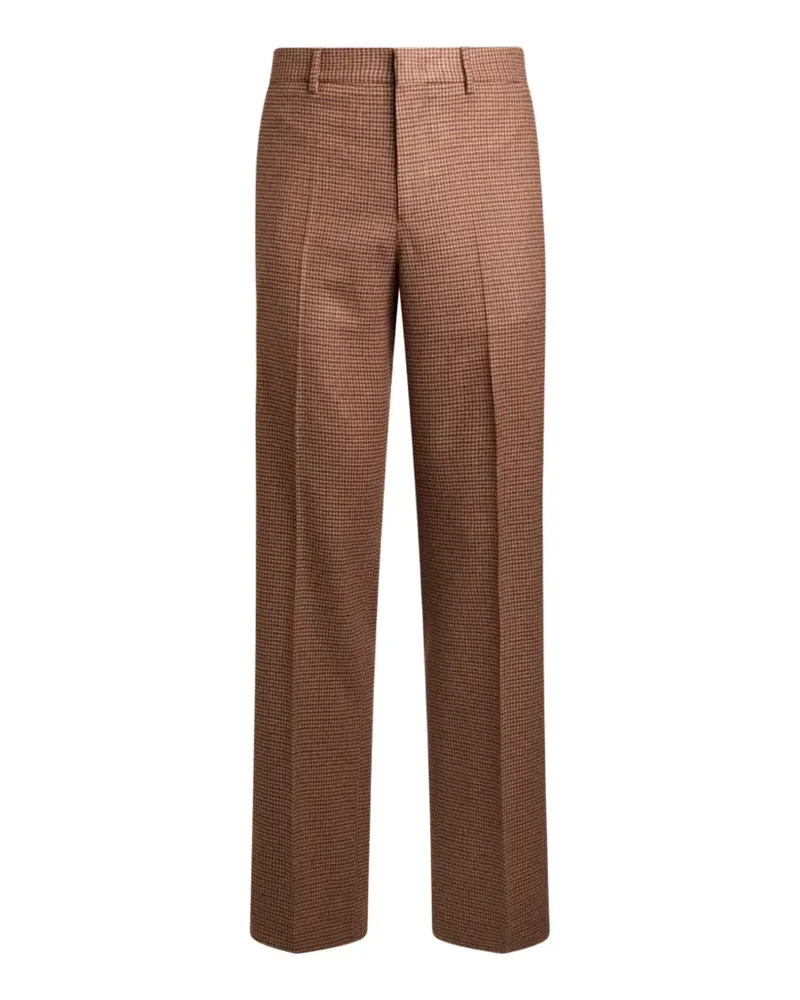 Etro straight-leg wool-and-cashmere trousers with feathers and micro houndstooth patterns - Rot Rot
