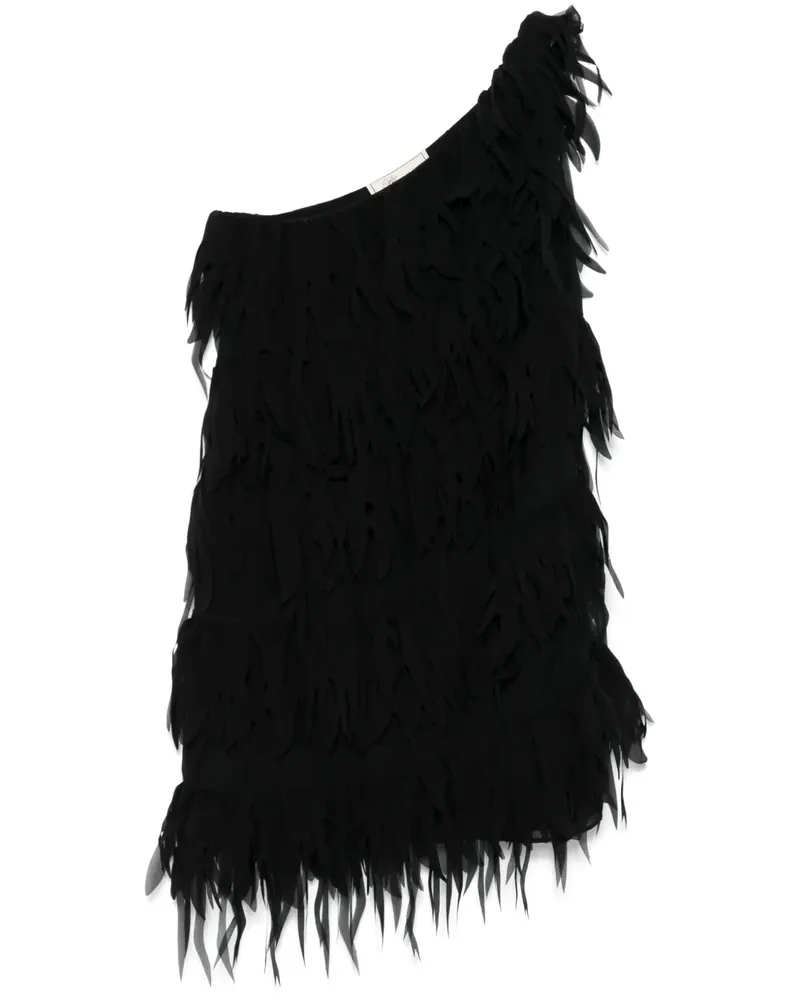 Blumarine Georgette-Minikleid mit Fransen - Schwarz Schwarz