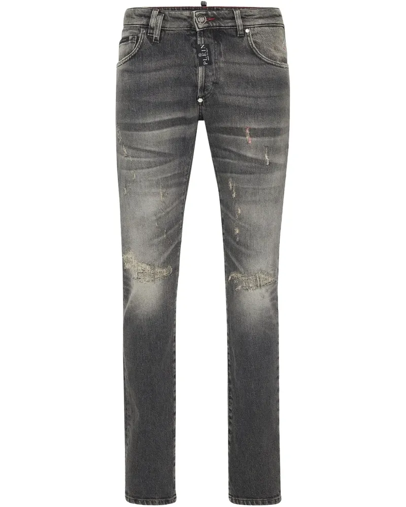 Philipp Plein Klassische Super-Straight-Cut-Jeans - Schwarz Schwarz
