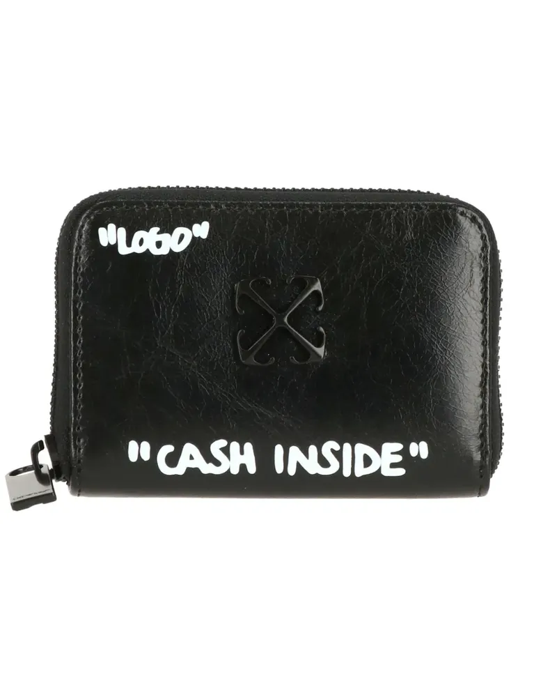 OFF-WHITE logo-plaque quote-print wallet - Schwarz Schwarz