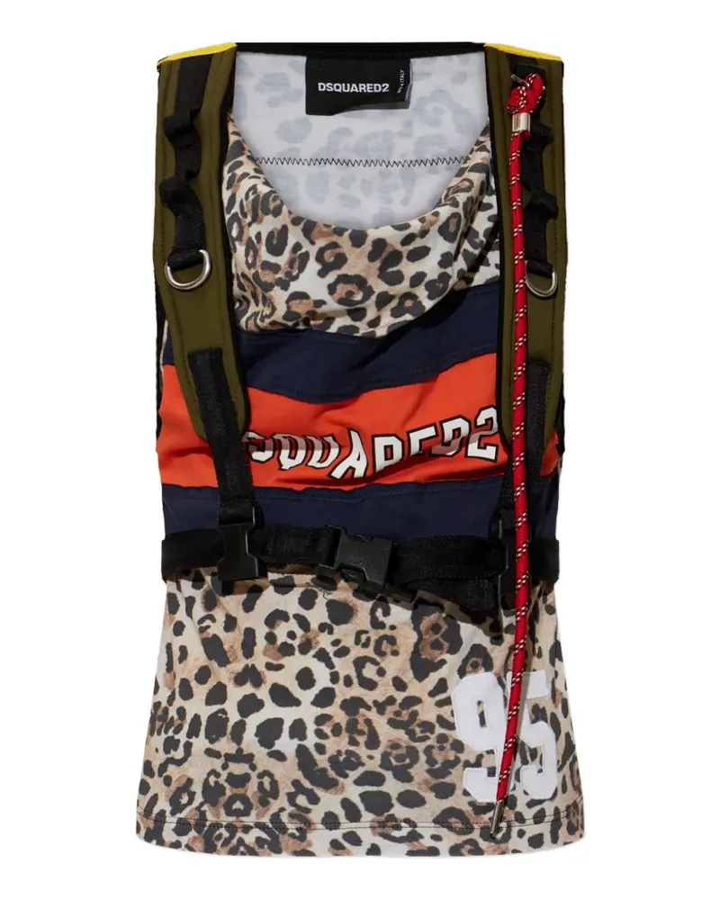 Dsquared2 Leopard-print harness top - Nude Nude