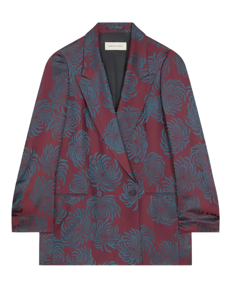 Dries van Noten Doppelreihiger Blazer mit Blumen - Rot Rot