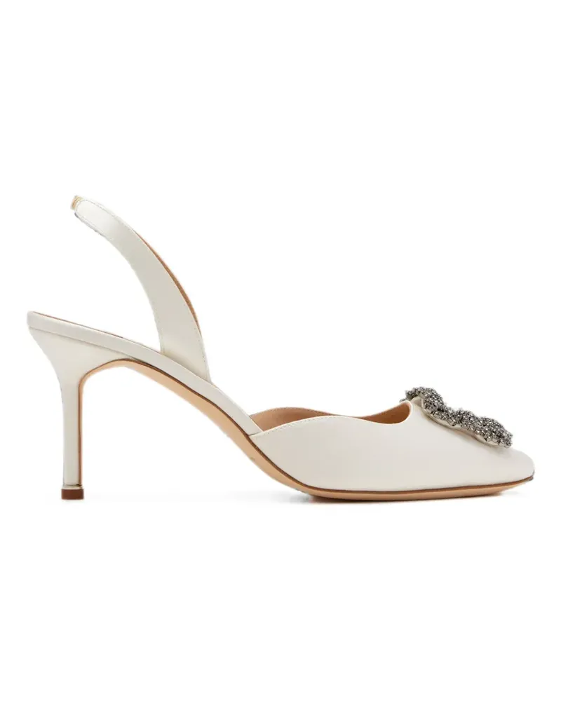 Manolo Blahnik Hangisli crystal-buckle pumps - Weiß Weiß