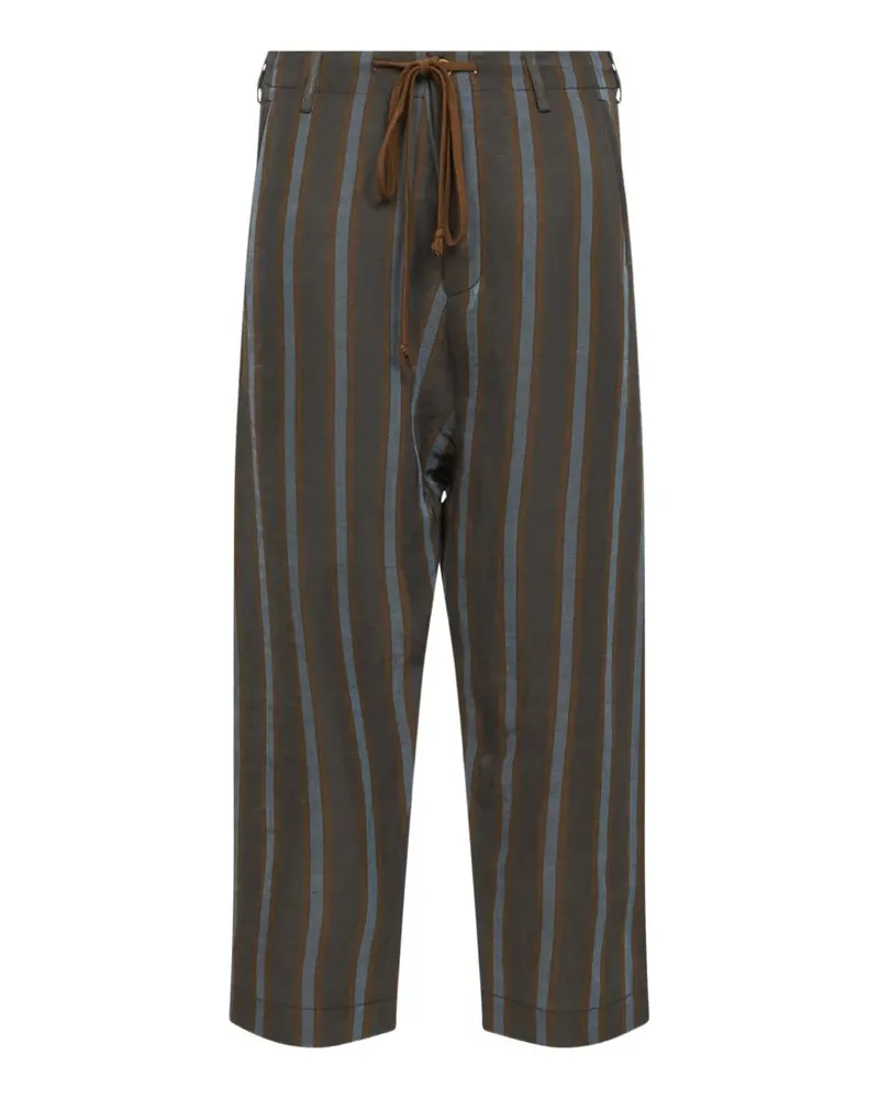 Uma Wang Gestreifte Hose mit Kordelzug - Grau Grau