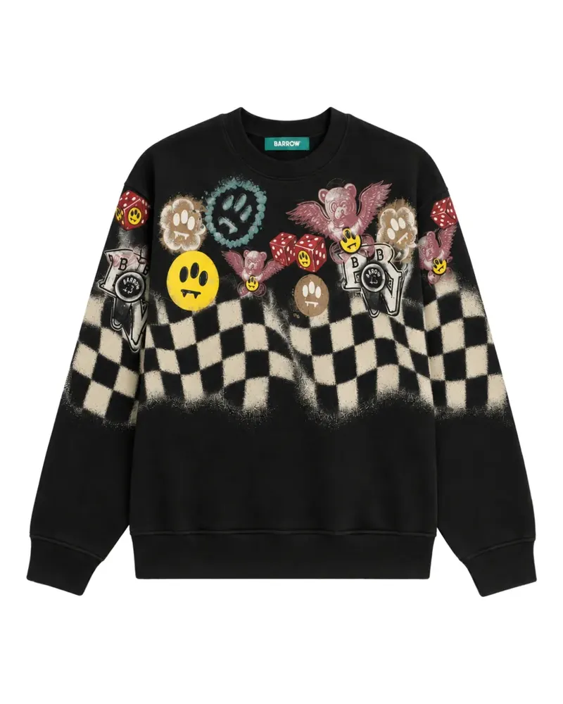 BARROW Kariertes Sweatshirt mit grafischem Print - Schwarz Schwarz
