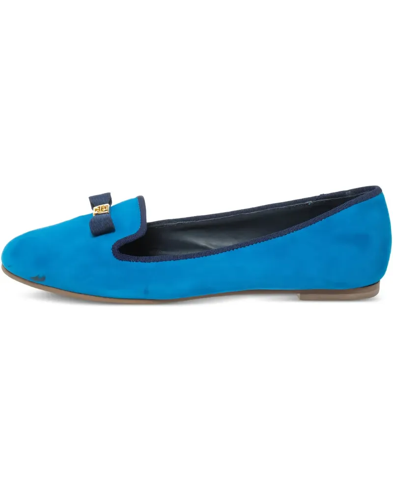 Tory Burch Pre-owned Loafer aus Wildleder mit Schleifendetail - Blau Blau