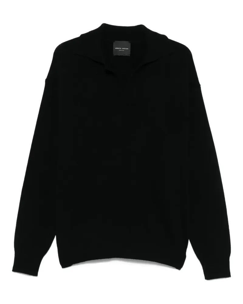 Roberto Collina Pullover mit Poloshirtkragen - Schwarz Schwarz