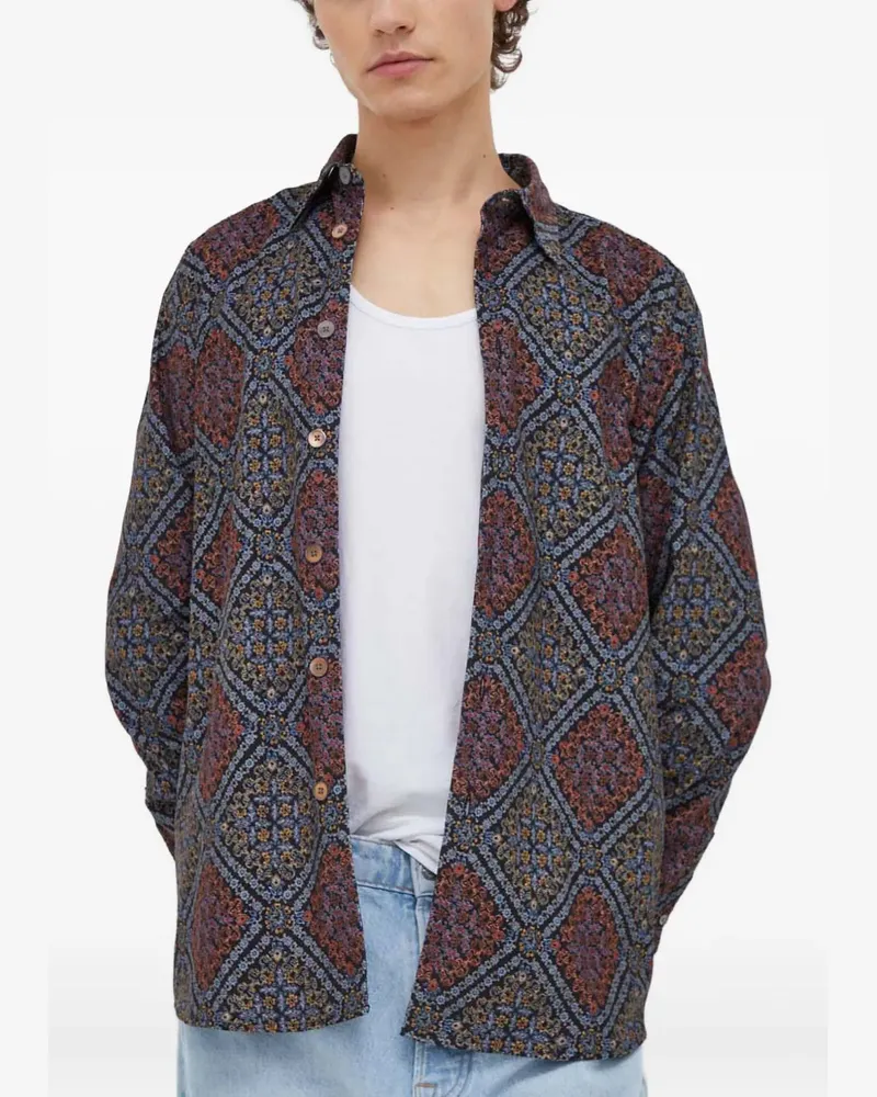 Paul Smith Hemd mit durchgehendem Muster - Schwarz Schwarz