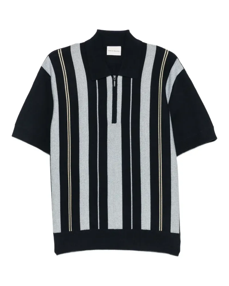 Drôle de Monsieur Gestreiftes Poloshirt mit Reißverschluss - Blau Blau