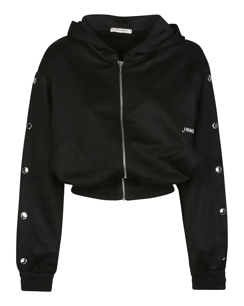 HINNOMINATE hooded button-detailed zip-up jacket - Schwarz Schwarz