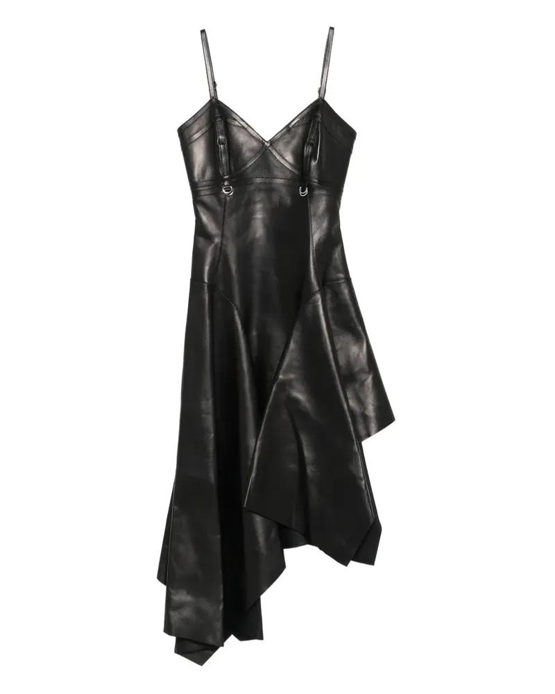 Alexander McQueen Asymmetrisches Lederkleid - Schwarz Schwarz