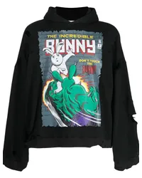 Natasha Zinko Hoodie mit "The Incredible Bunny"-Print Schwarz