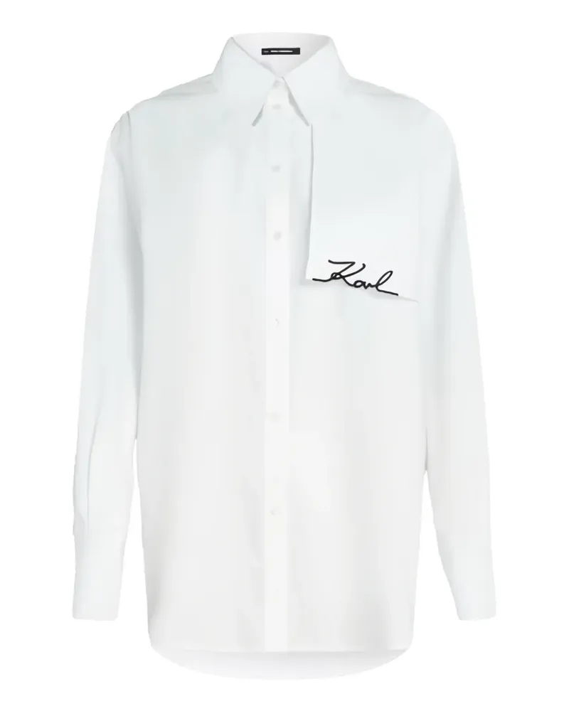 Karl Lagerfeld Hemd mit Logo-Stickerei - Weiß Weiß