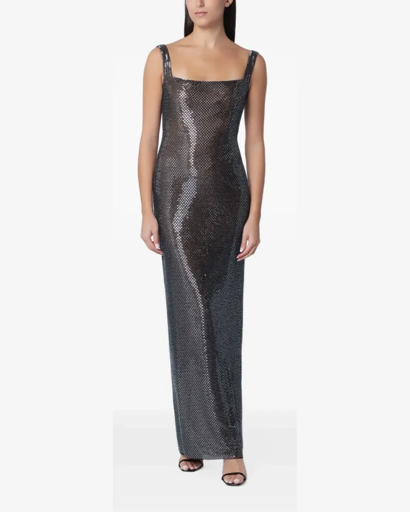 Self-Portrait Gunmetal Maxikleid mit eckigem Ausschnitt - Silber Silber