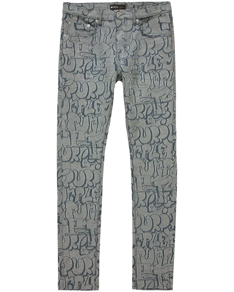 PURPLE BRAND Skinny-Jeans mit Graffiti-Print - Blau Blau