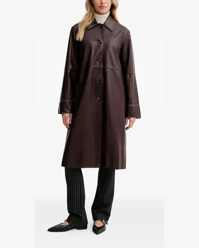 Paul Smith stitching buttoned leather coat - Braun Braun