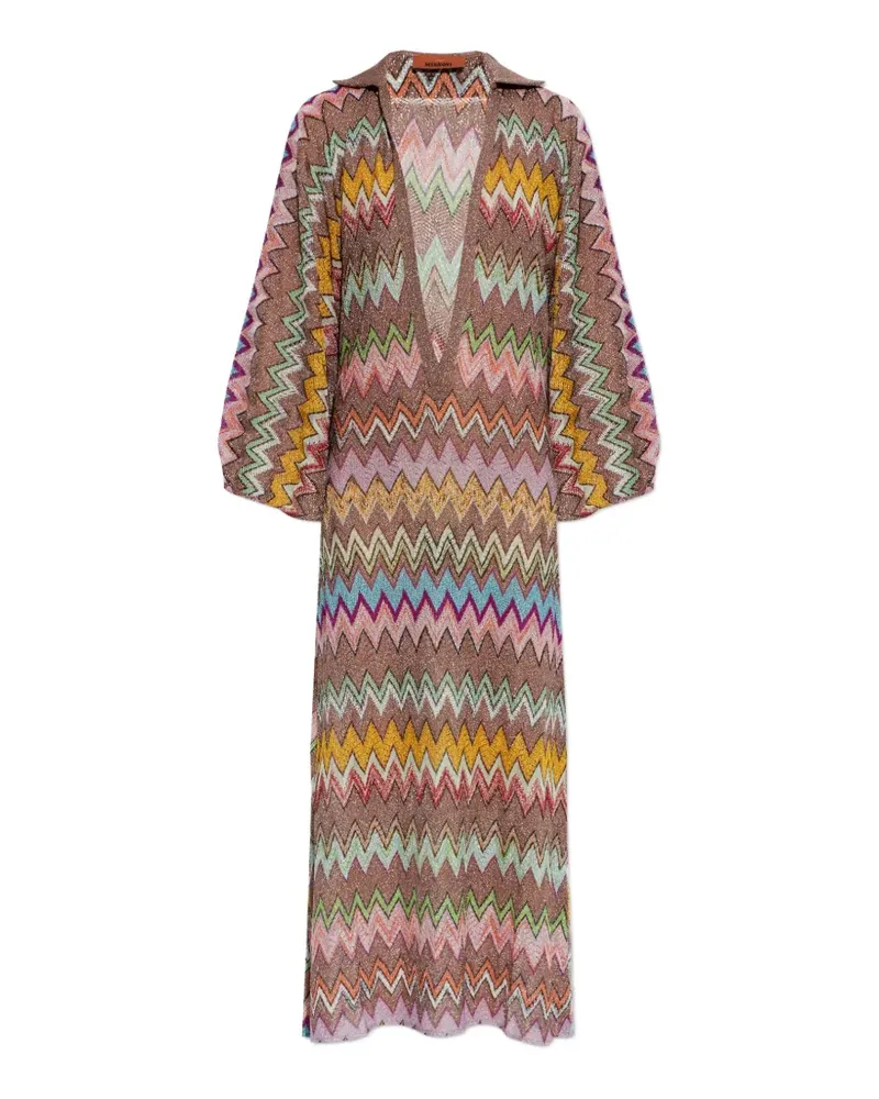 Missoni zigzag-knit metallic maxi dress - Braun Braun