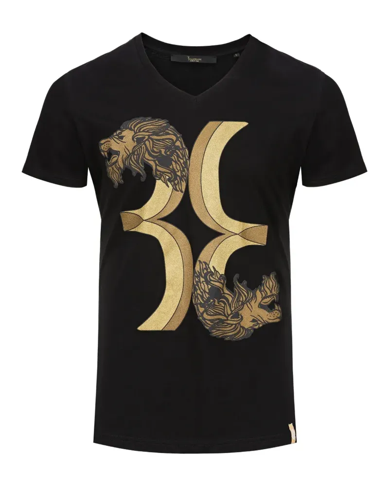Billionaire Double Lion V-neck T-shirt - Schwarz Schwarz