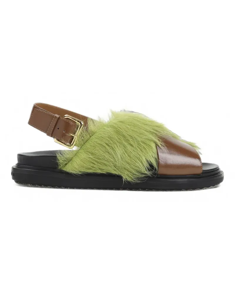 Marni Fussbett faux-fur sandals - Grün Grün
