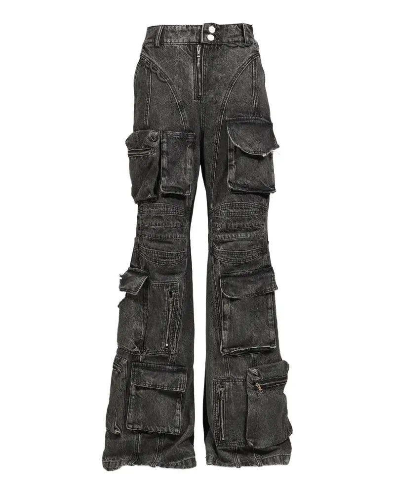 Natasha Zinko multi-pocket wide-leg jeans - Schwarz Schwarz
