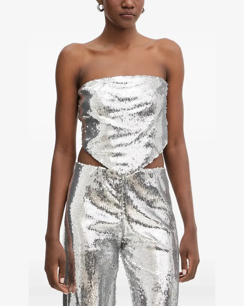 HAVEONE sequin-embellished bandeau top - Silber Silber